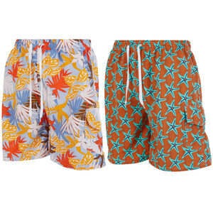 iBerryNY Men's Swimming Shorts, Cargo Swim Trunks w/ Mesh Lining, 2-Pairs